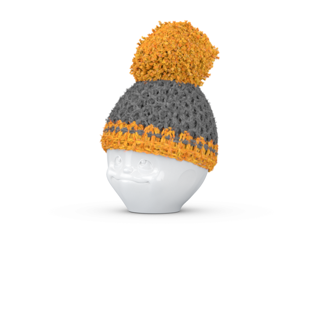 Eierbecher Mütze / Eierwärmer grau/orange